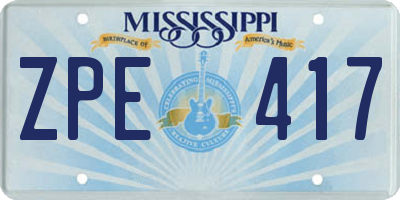 MS license plate ZPE417
