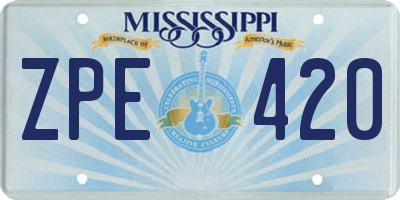MS license plate ZPE420