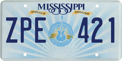 MS license plate ZPE421