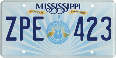 MS license plate ZPE423
