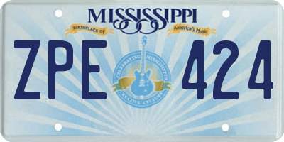 MS license plate ZPE424