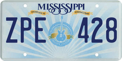 MS license plate ZPE428