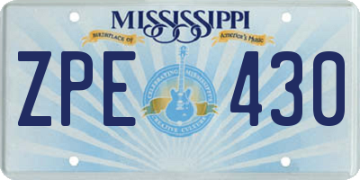MS license plate ZPE430