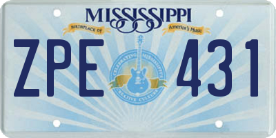 MS license plate ZPE431