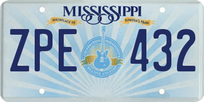 MS license plate ZPE432