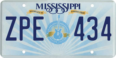 MS license plate ZPE434