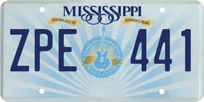 MS license plate ZPE441