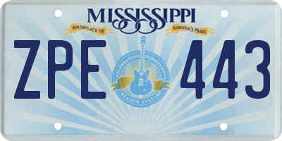 MS license plate ZPE443