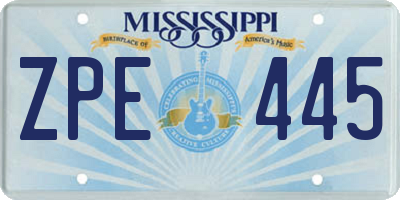 MS license plate ZPE445
