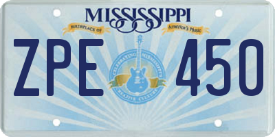 MS license plate ZPE450