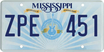 MS license plate ZPE451
