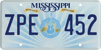 MS license plate ZPE452