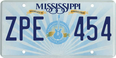 MS license plate ZPE454
