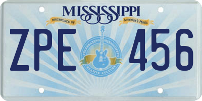 MS license plate ZPE456