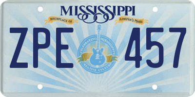 MS license plate ZPE457
