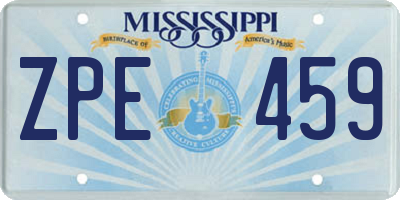 MS license plate ZPE459