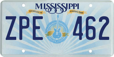 MS license plate ZPE462