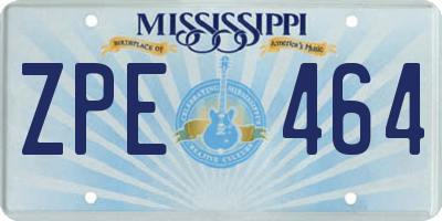 MS license plate ZPE464