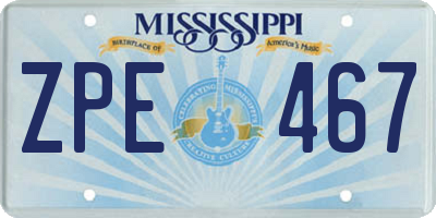 MS license plate ZPE467