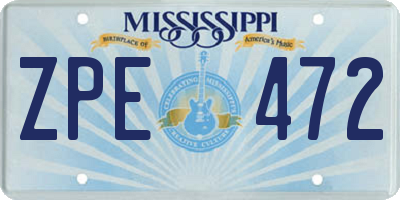 MS license plate ZPE472