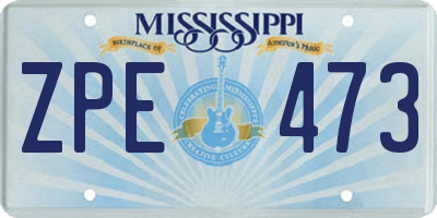 MS license plate ZPE473
