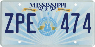 MS license plate ZPE474