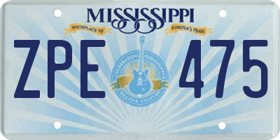 MS license plate ZPE475