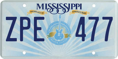 MS license plate ZPE477