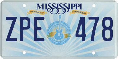 MS license plate ZPE478