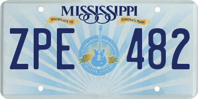 MS license plate ZPE482
