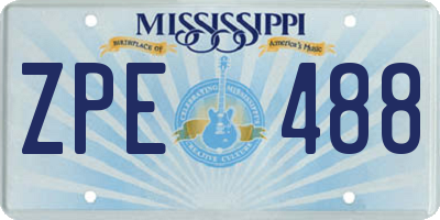 MS license plate ZPE488