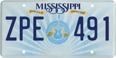 MS license plate ZPE491