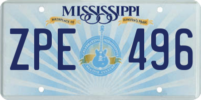 MS license plate ZPE496