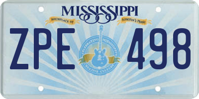 MS license plate ZPE498