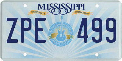 MS license plate ZPE499
