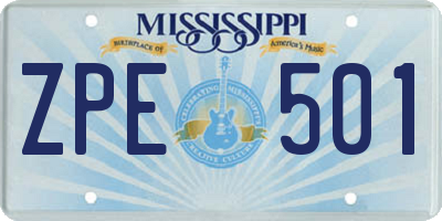 MS license plate ZPE501