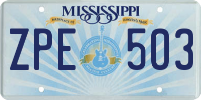 MS license plate ZPE503