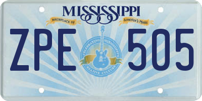 MS license plate ZPE505