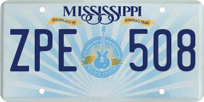 MS license plate ZPE508
