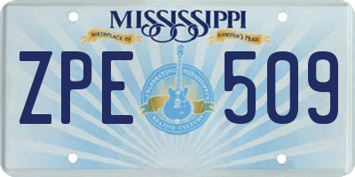 MS license plate ZPE509