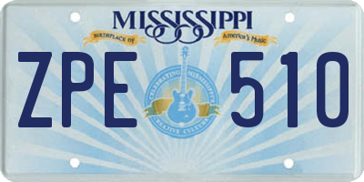 MS license plate ZPE510