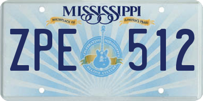MS license plate ZPE512