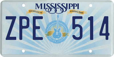 MS license plate ZPE514