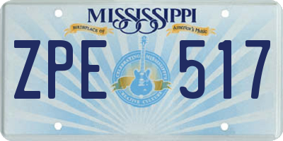 MS license plate ZPE517