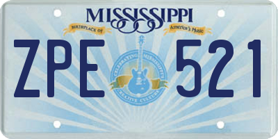 MS license plate ZPE521