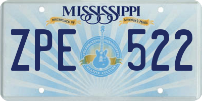 MS license plate ZPE522