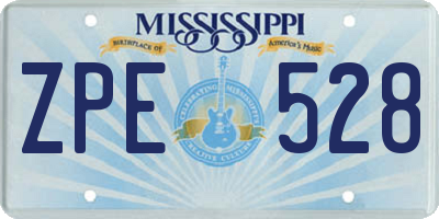 MS license plate ZPE528