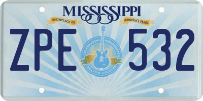 MS license plate ZPE532