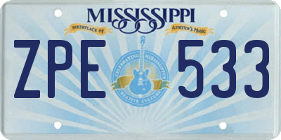 MS license plate ZPE533