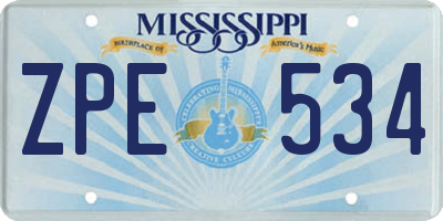 MS license plate ZPE534